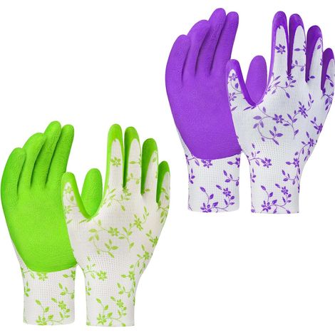 CCYKXA Gartenhandschuhe für Damen, 2 Paar atmungsaktive Gummi-Gartenarbeitshandschuhe, Mehrzweck-Latex-Schutzhandschuhe zum Reinigen mit (1/5)