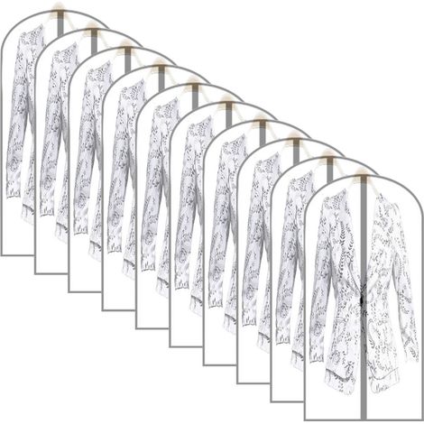 Housses à vêtements anti-poussière (lot de 10) pour le rangement, housses de robes longues en plastique avec fermeture éclair pour placard (1/5)