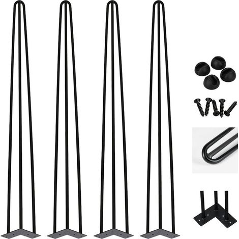 SWANEW Set di 4 gambe a forcella Telaio per tavolo Corridori per tavolo Gambe Tavolo da pranzo Harpins Gamba del tavolo a 3 montanti Nero - 61 cm (1/4)