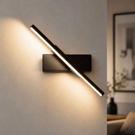 Applique da parete a LED da 30 cm, 3 colori di luce, design moderno in ferro e alluminio con diffusore in morbido silicone, nero o bianco (1/4)