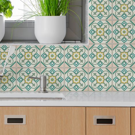 Sticker Mural Carrelage adhésif Cuisine Salle de Bain - 24 STICKERS CARRELAGES AZULEJOS GEORGI - 24stickers10x10cm (1/5)