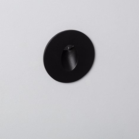 Baliza LED Empotrable Pared Circular Aluminio Adam 3000K Negro Blanco Cálido (1/5)