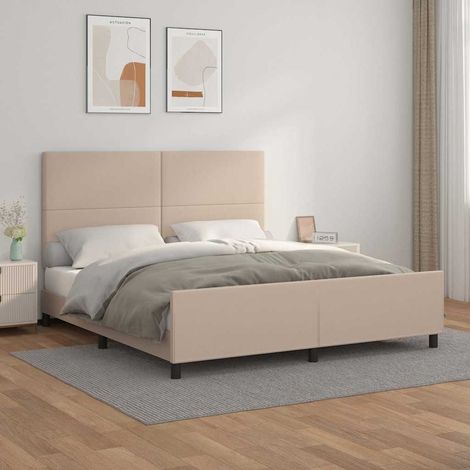 vidaXL Estructura de cama cabecero cuero sintético capuchino 180x200cm (1/5)