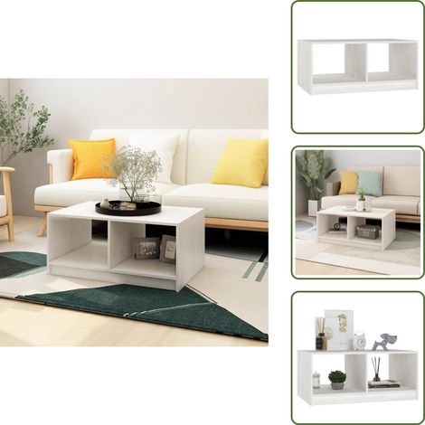 Table basse blanc 75x50x33,5 cm bois de pin massif - Table Basse - Meuble Salon - Table D'appoint - Table Blanche - Bois De Pin (1/5)