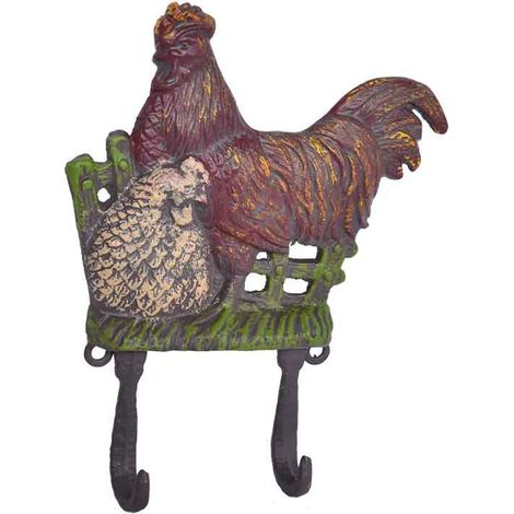 Patère coq biscotte multicolore 17x4x22cm