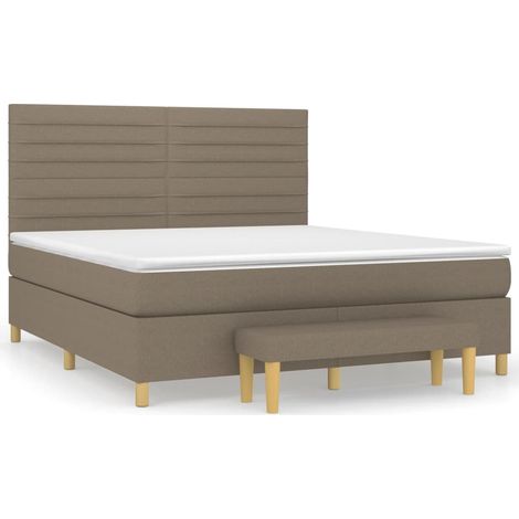 Maison Exclusive - Sommier à lattes de lit avec matelas Taupe 160x200 cm Tissu (1/5)