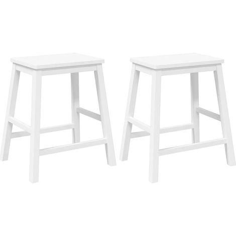 Chaises de bar 2 pcs Tabouret de bar blanc bois massif d'hévéa