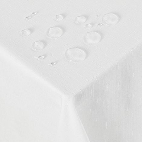Tischdecke Leinenoptik wasserabweisend Lotuseffekt 140x240 cm Weiß Rechteckig