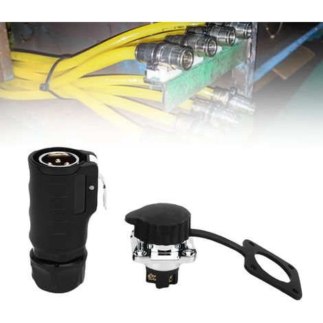 Fiche d'aviation étanche LP-20 à 4 broches IP68, mâle/femelle, sans soudure, cordon d'alimentation à connexion rapide avec bride carrée, 500 V 25 A. (1/5)