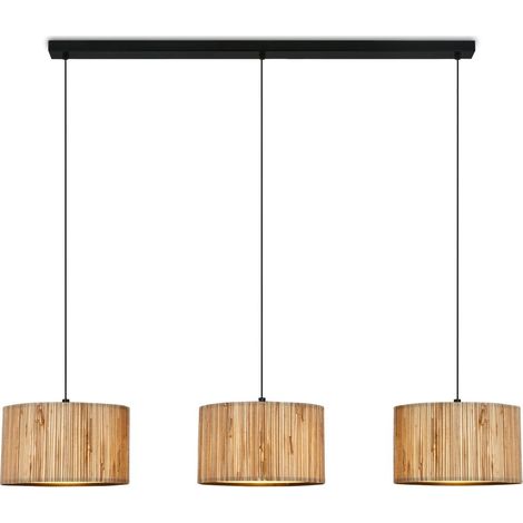 Briloner Slama Pendelleuchte, Seegras Schirm, 3-Flammig, Boho-Stil, E27 Fassung, Natur, 110 x 25 x 120 cm