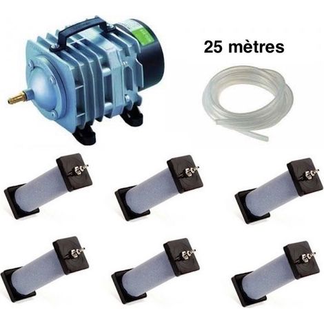 Set Aérateur Bassin De Jardin De 1000 à 8000 L. Pompe à air bassin + 6 aérateurs 22cm (1/5)