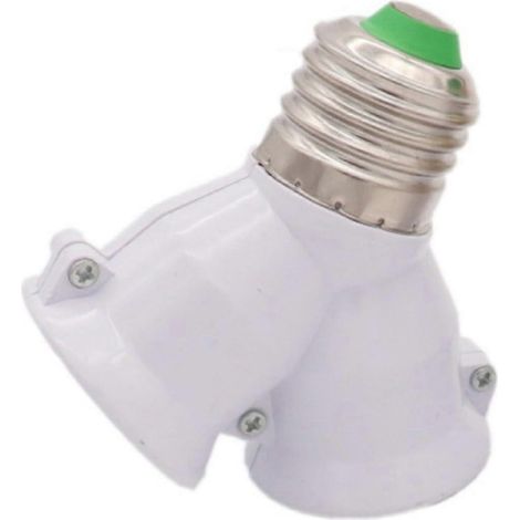 220V E27 Lampenverteileradapter mit zwei Ausgängen, Standard-Lampenfassung, kompatibel mit verschiedenen Leuchtmitteln bis 20W