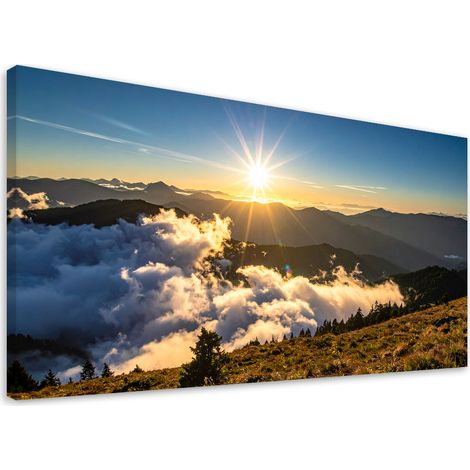 Tableau Moderne, Ciel Soleil Nuages,80x40 (1/4)