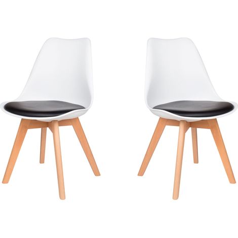 Lot de Deux Chaises Scandinave VLS Noir/Blanc