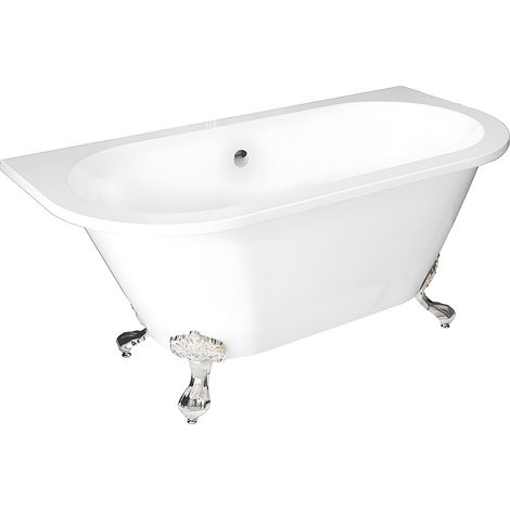 Baignoire semi-îlot retro avec pieds d'aigle - 154 L - 150 x 74 x 61 cm - Blanche - Acrylique - SPARUS