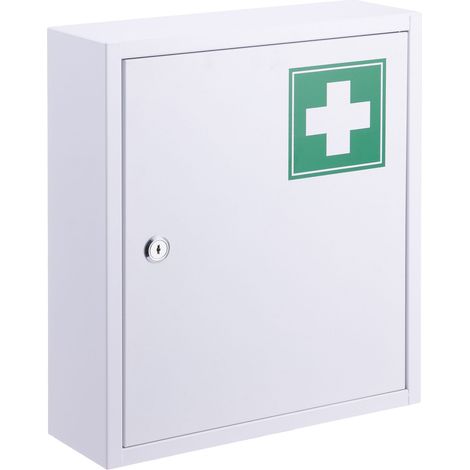 Relaxdays medicine cabinet, lockable, 3 compartments, HxWxD: 36 x 31.5 x 10 cm, for medicines, white/green