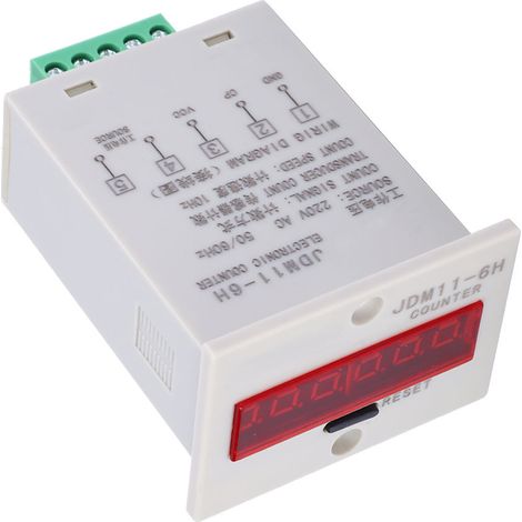 Compteur électronique JDM11-6H, 6 chiffres, affichage numérique LED, relais de comptage, transmetteur, alimentation 220 V CA (1/5)