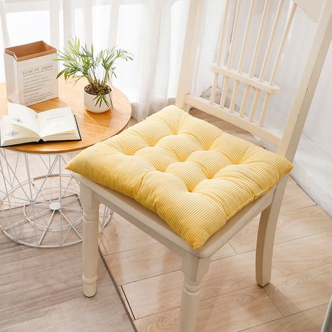 Coussin de chaise en velours côtelé à lacets Tapis de sol super doux et chaud Jaune (1/2)