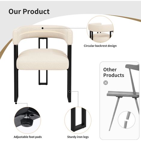 Tissu en fourrure de mouton de haute qualité (2 pièces) – Fauteuil pour les réceptions. Fauteuil ergonomique, fauteuil élégant et confortable. Dossier incurvé, couleur beige/brun. (1/5)