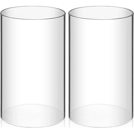 2 Pièces Bougeoir en Verre Bougeoir Douille Verre Clair Cylindre Cheminée Tube Ouvert Abat-Jour Remplacement (1/5)