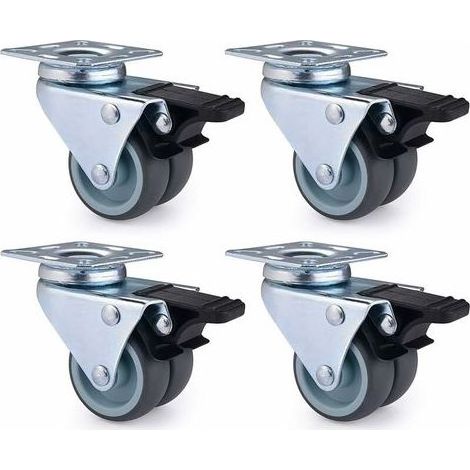 pair Lot de 4 Roulettes Pivotantes Ultra-résistantes avec Frein d’arrêt pour Meubles Capacité 600 kg (1/5)