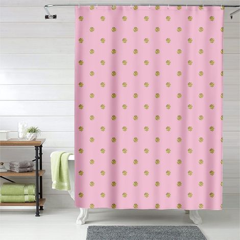 Rideau de douche motif flamant rose décoratif doux, rideau salle de bain imperméable, 90x180 cm (1/5)