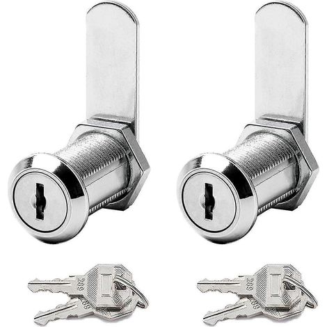 Lot de 2 verrous de sécurité pour boîte aux lettres (30 mm) - Serrure de sécurité pour meubles - Cylindre à came avec 4 clés - Pour porte, armoire, boîte aux lettres, penderie - Bon état (1/5)