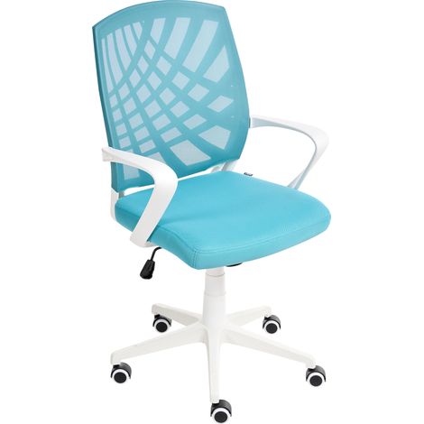 Silla de oficina reclinable de poliéster estructura blanca negro giratorio ajustable azul Bonny