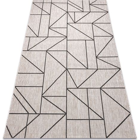 TAPIS EN CORDE SIZAL FLOORLUX 20605 argentin / noir / beige TRIANGLES, GÉOMÉTRIQUE beige 140x200 cm