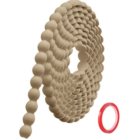 Moulure Murale Décorative Adhésive Couleur Bois (3M x 18mm) Moulure en PVC Flexible avec Bordure Perlée 3D, Baguette de Finition Hydrofuge et À Peindre pour Mur, Cadre de Miroir et Bords (1/5)