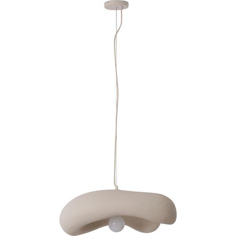 Suspension Luminaire Japandi Organique en PRFV Beige, Lustre E27 pour Salon et Cuisine, 60 cm - PANGIVO (1/2)