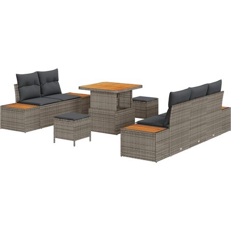 Garden Sofa Set 8 pcs Grey Poly Rattan and Powder-coated Steel vidaXL (1/5)