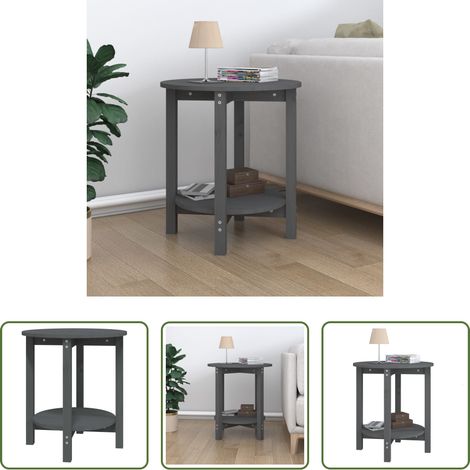 Table d'appoint bois - Table basse Gris Ø 55x60 cm Bois massif de pin (1/5)
