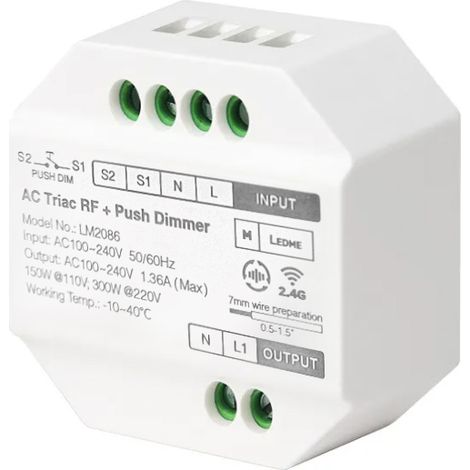 IluminaShop - Regulador LED TRIAC RF Compatible con Pulsador (1/5)