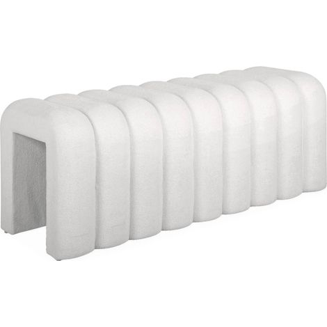 sweeek - Zeitgenössische Sitzbank, Bettbank mit Stoffbezug, Polyester, Weiß