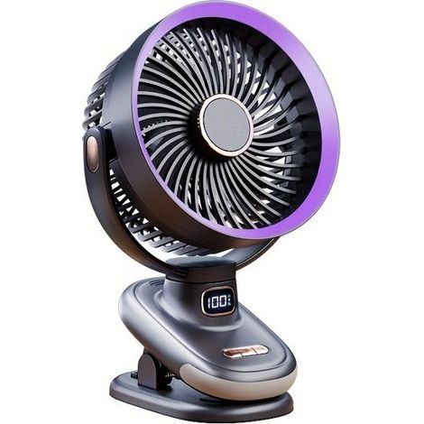 BelleRise - Ventilateur à pince silencieux doté d'une veilleuse, de 5 vitesses et d'une conception à double batterie au lithium. (1/5)
