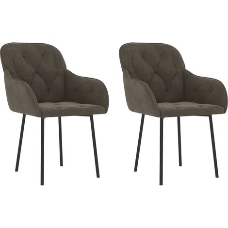 Lot de 2 Chaises à manger,Chaise de cuisine Gris foncé Velours CFW38980 (1/5)