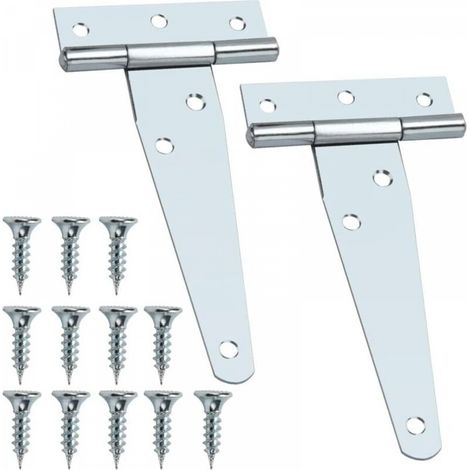 Lot de 4 charnières de porte en T, charnières de porte en bois, charnières pliantes (argent) (1/5)
