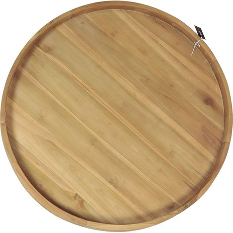 Axi Dewi Plateau Rond En Bois De Teck Ø 80 Cm  Assiette De Service Avec Poignées Ouvertes Et Rebord Relevé  Idéal Pour Les Boissons, Les Verres Et Les Accessoires