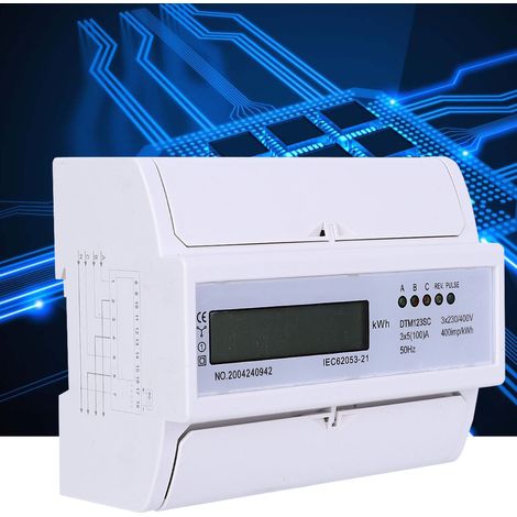Compteur de consommation électrique numérique triphasé 230/400V 5-100A avec afficheur LCD kWh (1/5)