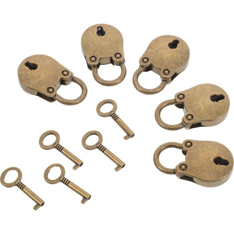 Lot de 5 Petits Cadenas Vintage Ours en Métal, Mini Cadenas Décoratif Rétro 24x39x8 Mm avec Clé, Serrures Décoratives pour Boîte à Bijoux, Carnet, Valise et Casier, pour Usage (1/5)
