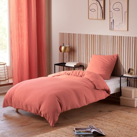 Housse de Couette 140 x 200 cm en Gaze de Coton Avy Rose blush (1/3)