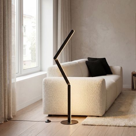 QAZQA Lámpara de pie de diseño negra con LED y regulable en 3