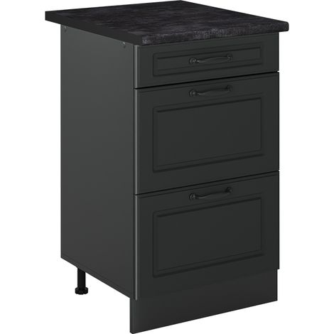 Küchenunterschrank R-Line, Anthrazit Landhaus/Anthrazit, 50 cm Arbeitsplatte Anthrazit, Vicco (1/5)