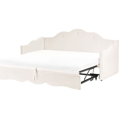 Letto singolo con secondo letto a scomparsa velluto beige chiaro 90 x 180/200 cm Lorette (1/5)