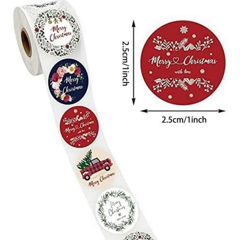 Autocollants de Noël - Étiquettes de vacances - 2 pièces - Décoration de fête - Rouge (1/4)
