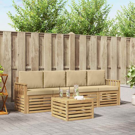 vidaXL Outdoor-Sofagarnitur mit Kissen 5 pcs Weiß und Beige Polyester (1/5)