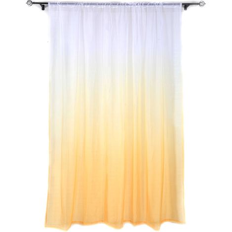 Rideau Voilé Dégradé Avec Passage Tringle Pour Chambre Et Balcon - Tissu Respirant Anti-Bouloches - Couleur Orange - 1 Pièce (1/5)