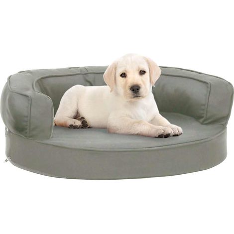 171295 vidaXL Ergonomic Dog Bed Mattress 60x42 cm Linen Look Grey (1/5)