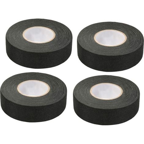 Ulisem4 Pièces Noir Ruban Adhésif Auto (1.5 cm x 15 m) - Ruban Chiffon de Voiture, Ruban Adhesif Haute Temperature, Scotch Noir Resistant, Scotch Tissu, Bande de Harnais de Câblage de Voiture (1/4)